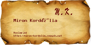 Miron Kordélia névjegykártya